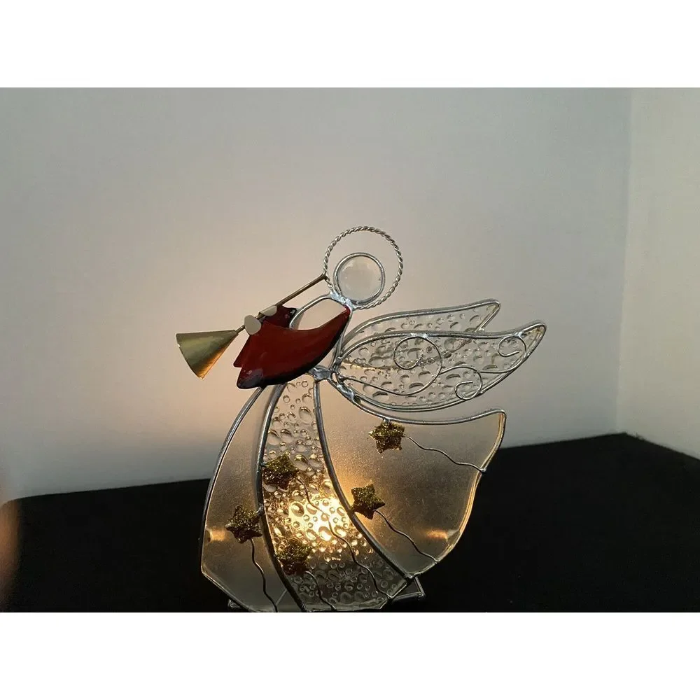 Angel & Trumpet Votive Glass Silver Plated Candle Holder International Silver Co